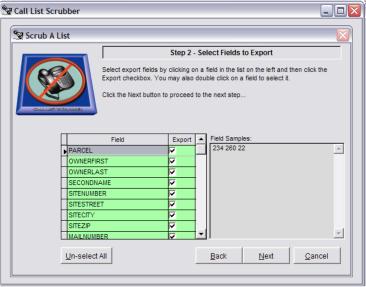 Step 2 - Select Fields To Export