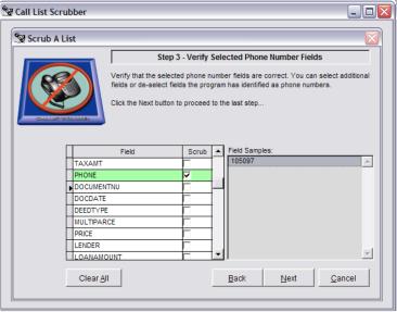 Step 3 - Verify Selected Phone Number Fields